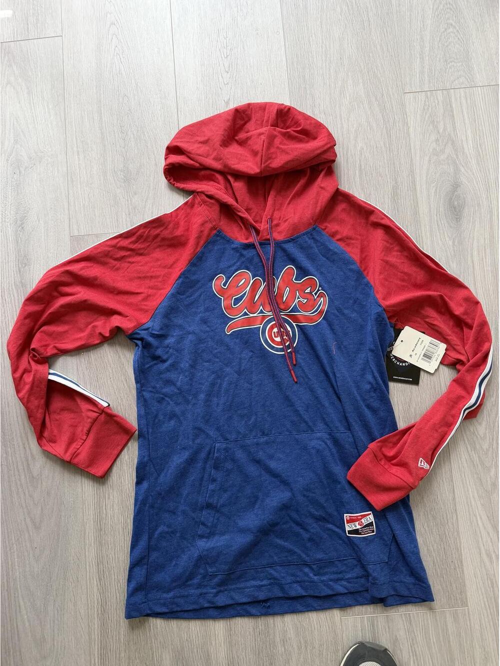 Chicago Cubs Hooded Long Sleeve Pullover Shirt, Size L